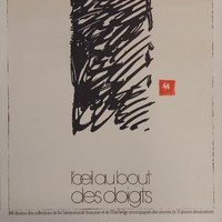 Affiche pour l'exposition L'œil au bout des doigts à la Maison de la Culture de Tournai (Belgique) du 8 avril au 7 mai 1989